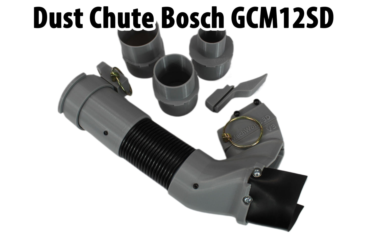 Bosch Miter GCM12SD Dust Chute,   Heaviest on the market,  Thick Walls,  Simple Pin Pull Removal, 3 Main ADAPTERS Included